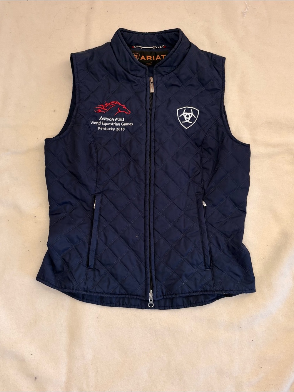 Ariat Navy Quilted Girls' Vest with Embroidered Logos